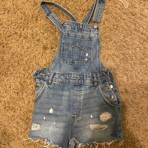 Distressed Overall shorts